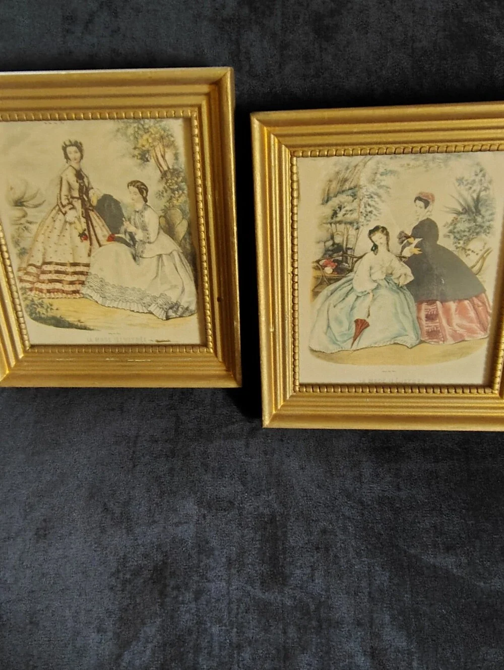 Vtg.  Pair -La Mode Illustree Victorian French Fashion Prints By Eloise Colin